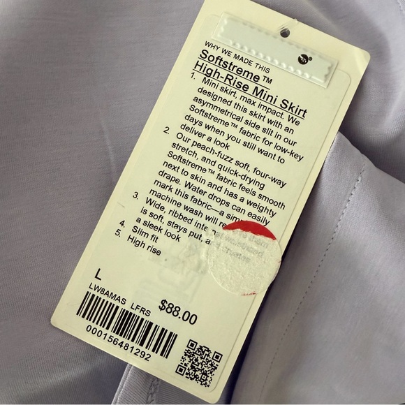 Lululemon Women’s Lavender Softstreme High Rise Mini Skirt Size Large NWT - Picture 6 of 7